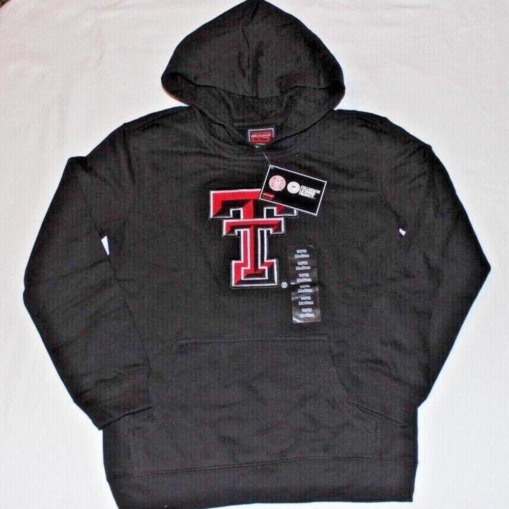 NWT YOUTH SIZE - NCAA TEXAS TECH PULLOVER HOODIE BLACK RED EMBROIDERED LOGO